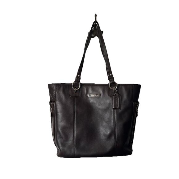 Coach Athentic Black Gallery Leather Tote F19252 Purse Silver Hardware - Picture 2 of 8